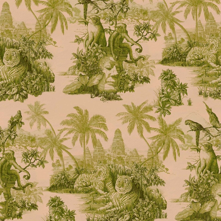 Wallpaper House of Hackney | Sumatra Wallpaper-Blush & Pear Green